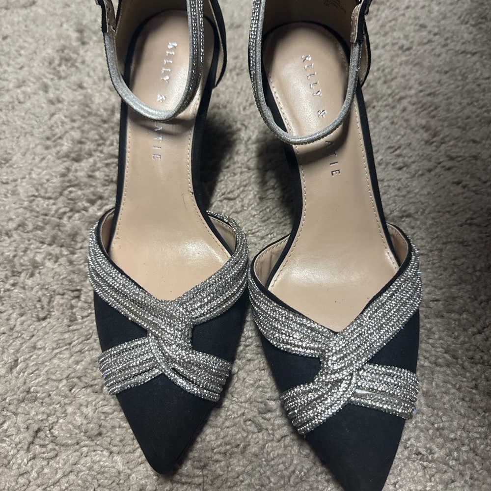 Kelly & Katie Black Rhinestone Embellished Heels | Size 6.5 | Evening